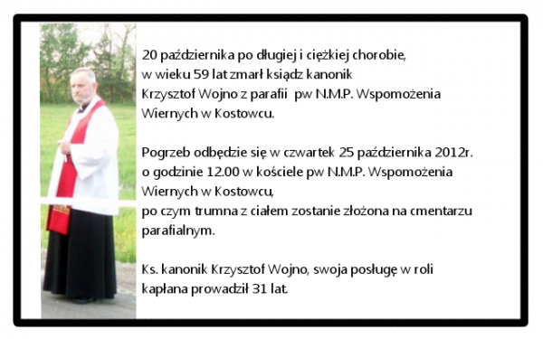 Zmarł ks.Krzysztof Wojno