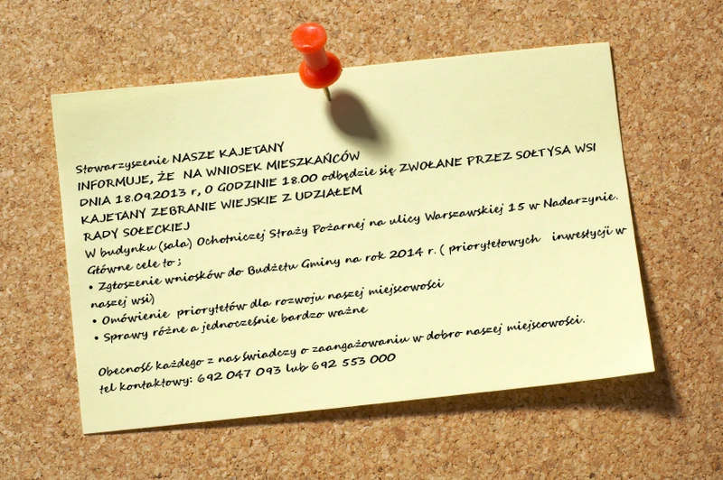 Zaproszenie na zebranie sołeckie mieszkańców Kajetan