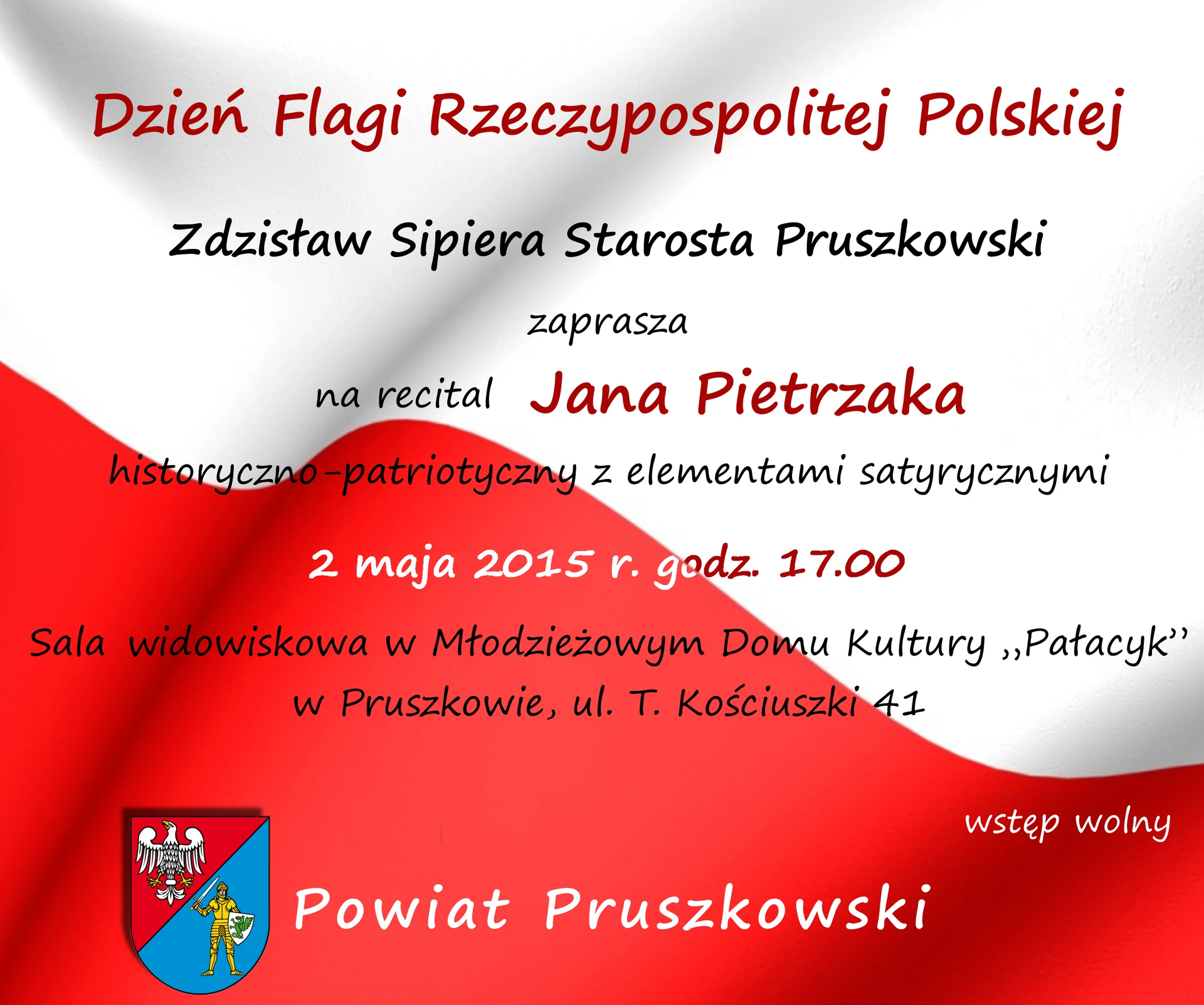 Recital Jana Pietrzaka - wstęp wolny
