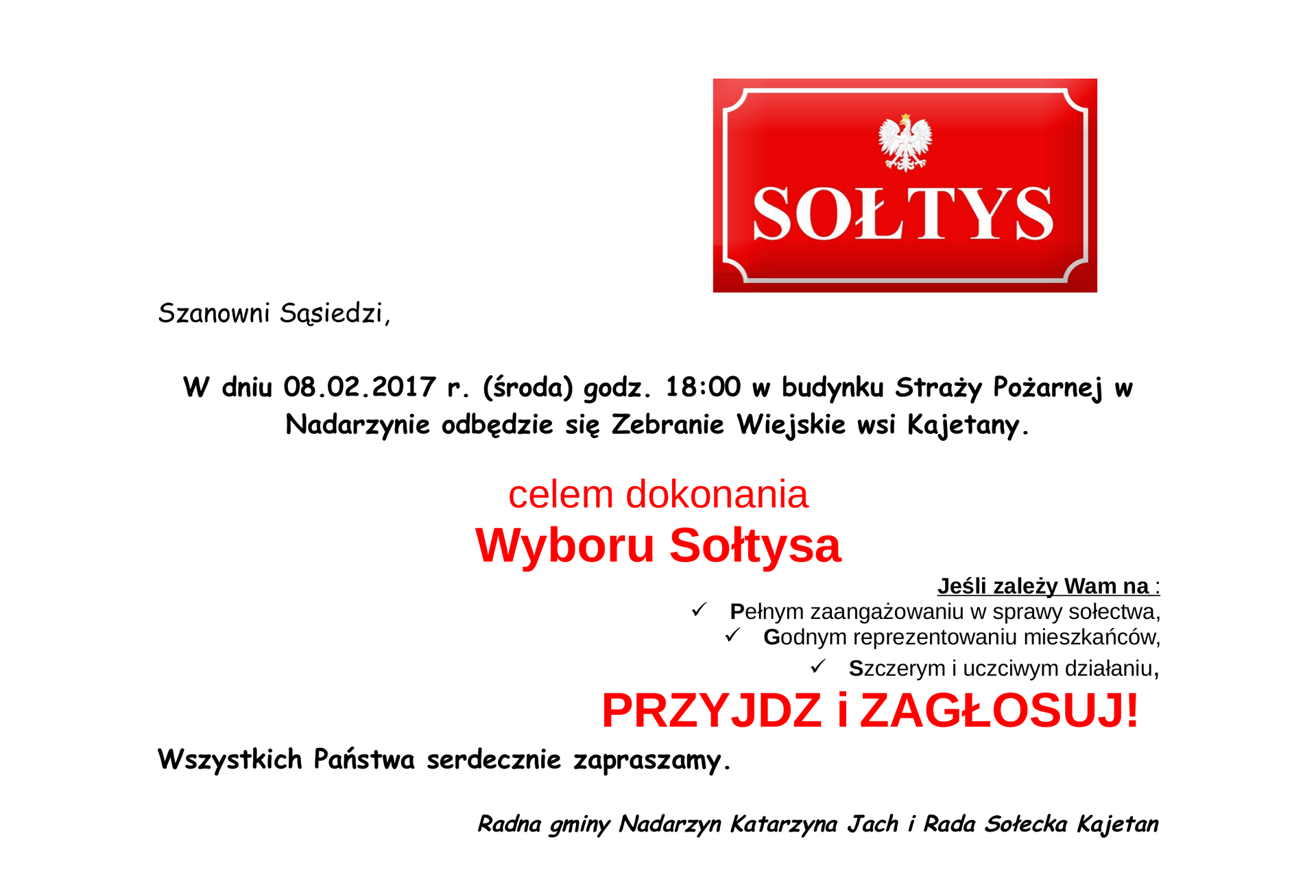 Wybory sołtysa Kajetan