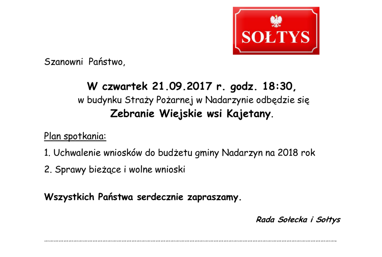Zebranie sołeckie Kajetan