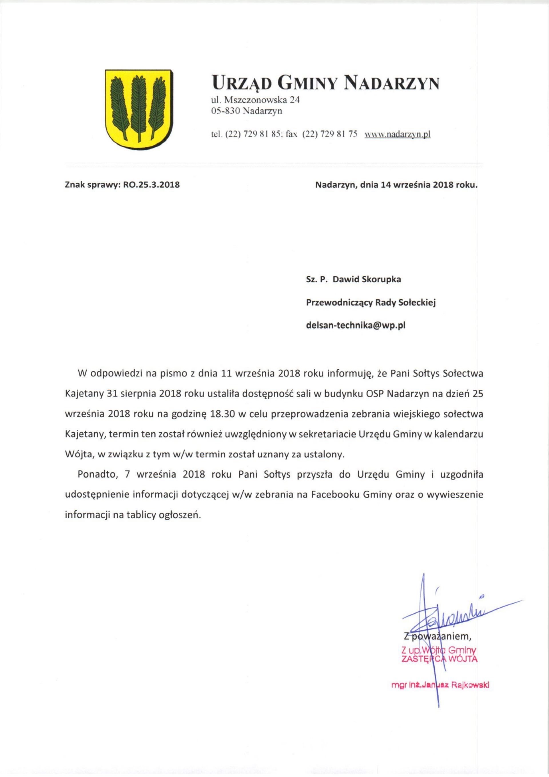 Zebranie wiejskie sołectwa Kajetany