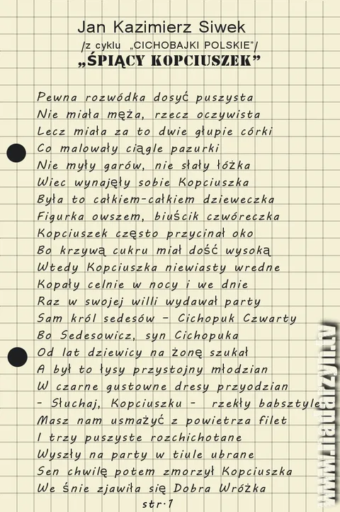 Z cyklu CICHOBAJKI POLSKIE - "ŚPIĄCY KOPCIUSZEK"