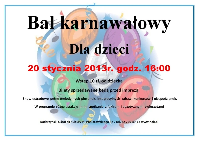 Bal Karnawałowy dla dzieci