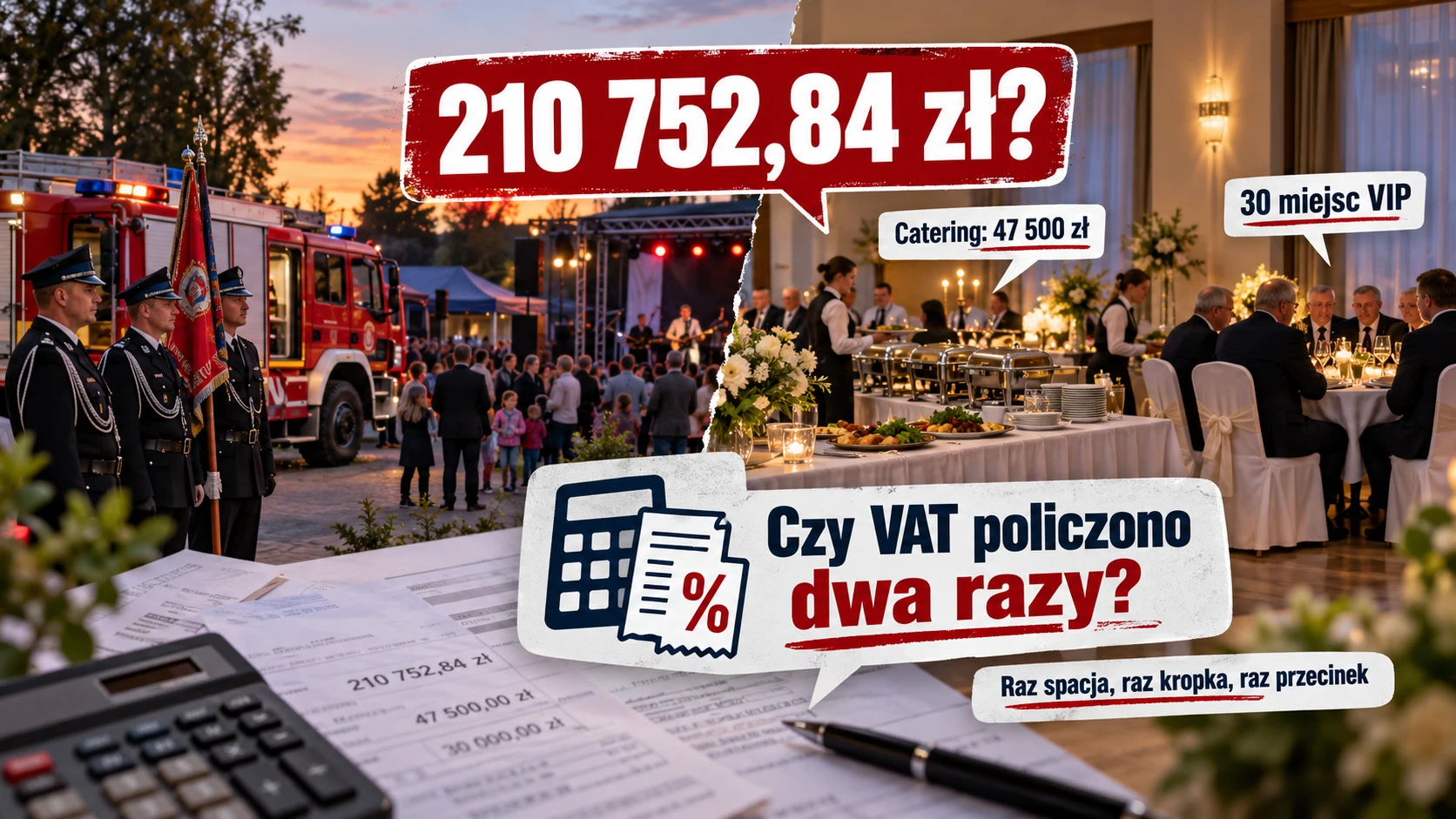 Czy w Urzędzie Gminy Nadarzyn potrafią liczyć? Jubileusz OSP za 210 tys. zł, możliwy podwójny VAT i catering VIP
