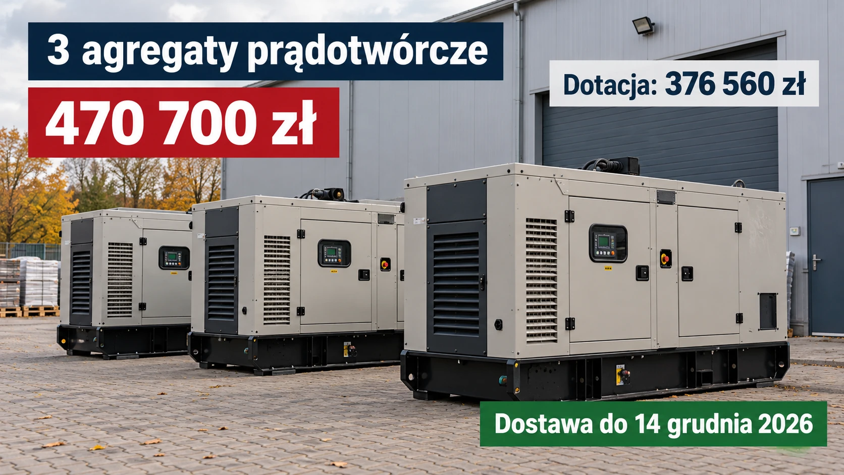 Nadarzyn kupuje kolejne agregaty prądotwórcze. Tym razem trzy za ponad 470 tys. zł